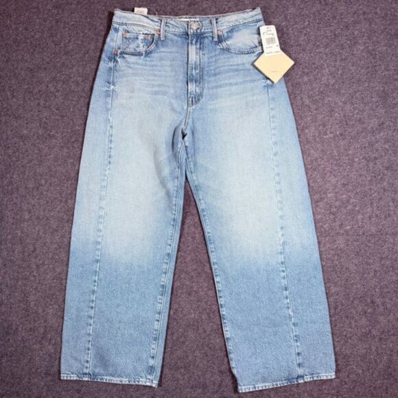 Mother Superior Denim Half Pipe Ankle Barrel Jeans Boho Wide Leg Sz 29 Light NWT - Picture 1 of 15